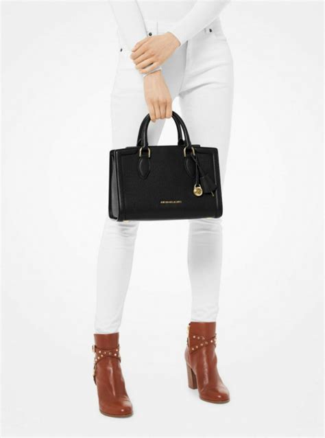 michael kors zoe medium pebbled leather satchel|Zoe Medium Pebbled Leather Satchel .